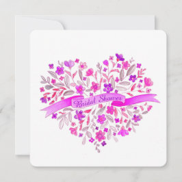 Hjärtblombukett lila möhippa inbjudan