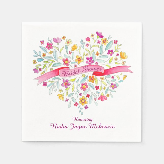 Hjärtblombukett möhippa papper napkin pappersservett (Framsidan)