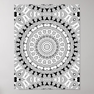 Hjärtblomma Färgsida Invecklad Design Poster