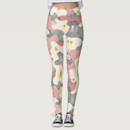 Hjärtblomma Kamouflage Mönster Leggings