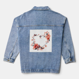 Hjärtblomma Kvinnors Mode Denim Jacka