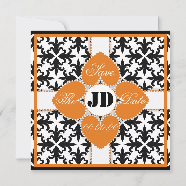 Hjärtblomma på damaskus Save The Date-kort Spara Datumet (Framsida)