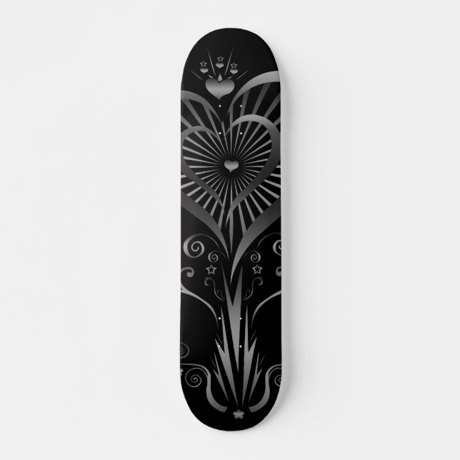 Hjärtblomma - Silver Mini Skateboard Bräda 18,5 Cm (Framsida)