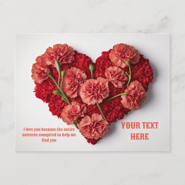 Hjärtblommande blommor gåva helg vykort (Framsida)