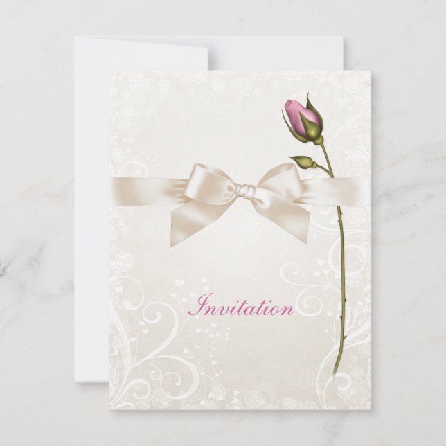 Hjärtblommande inbjudan till Ro-bröllop (Framsida)