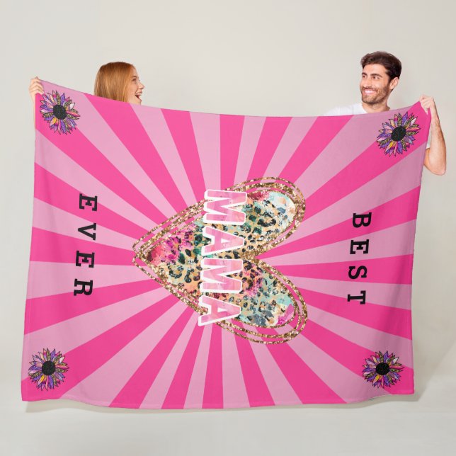 HjärtBlommigt Mamma anpassa Fleecefilt (På plats)