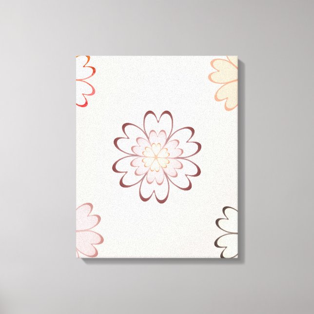 Hjärtblommor på Ljus Beige Canvastryck (Framsida)