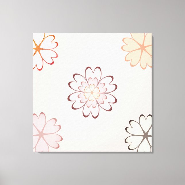 Hjärtblommor på Ljusbeige Canvastryck (Framsida)