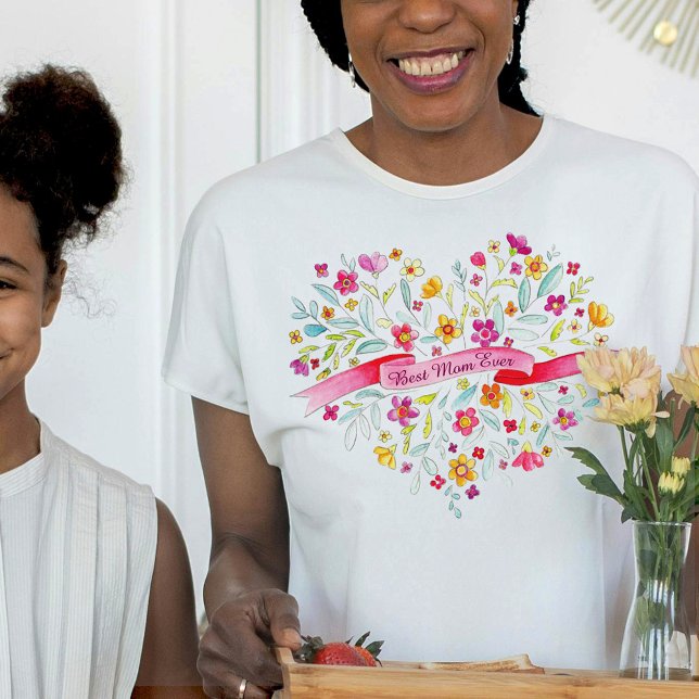 Hjärtbukett Bästa Mamma någonsin t-shirt (Skapare uppladdad)