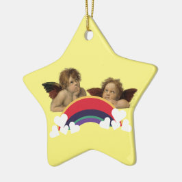 Hjärtbunt Rainbow Färg Regenbogen färgad Star Julgransprydnad Keramik