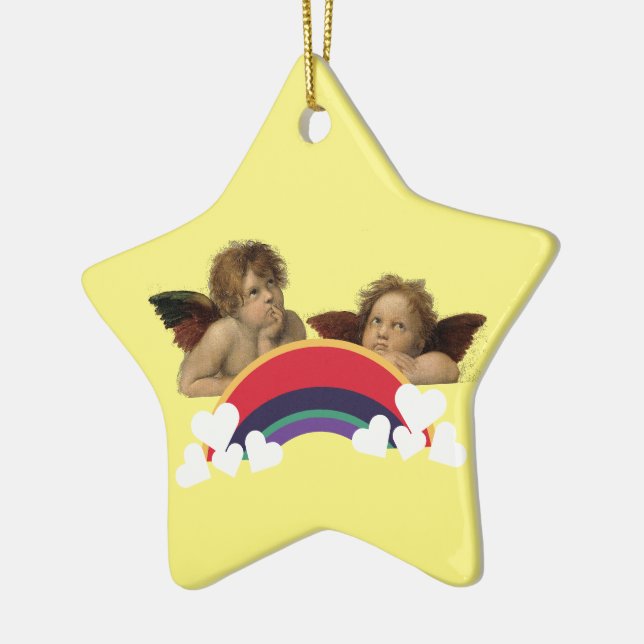 Hjärtbunt Rainbow Färg Regenbogen färgad Star Julgransprydnad Keramik (Vänster)