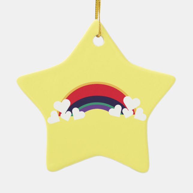 Hjärtbunt Rainbow Färg Regenbogen färgad Star Julgransprydnad Keramik (Baksidan)