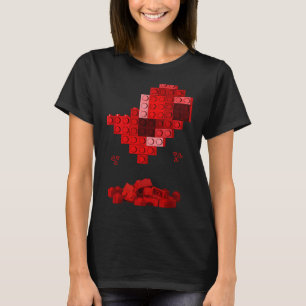 Hjärtbyggblock valentines dag klossar pojke t shirt