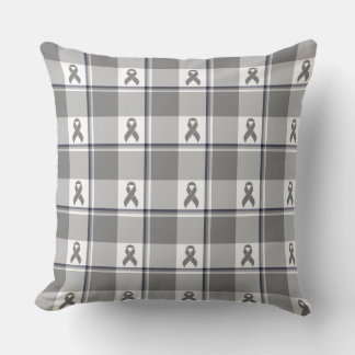 Hjärtcancer medvetande Plaid Grå Band Kudde