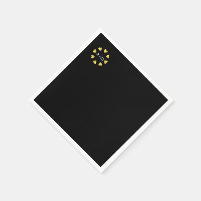 hjärtcirkel med Initialer, kärlek Bröllop Pappersservett (Hörn)