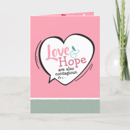 Hjärtcitat Kärlek & Hope Rosa & Teal Valentine Car Helgkort