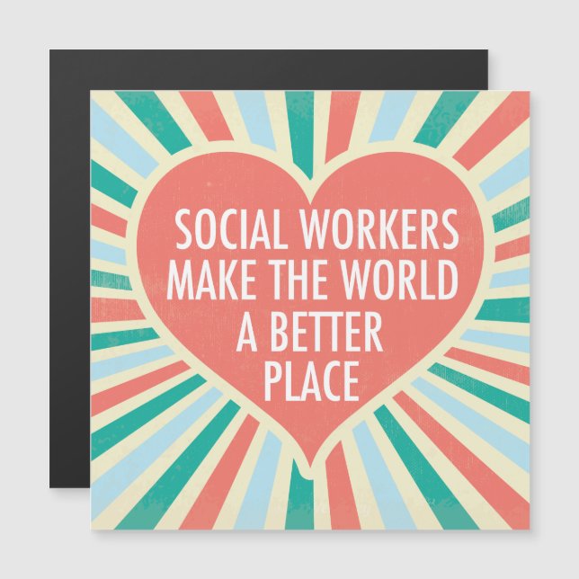 HjärtcitattMagnet för den inspirerande Social-arbe (Fram/baksida)