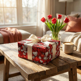 Hjärtdagen Firande: Red & White Kärlek Art Presentpapper