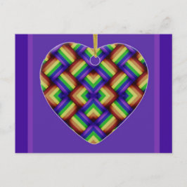 Hjärtdekoration i HBT/Gay pride på Lilac-vykort Vykort