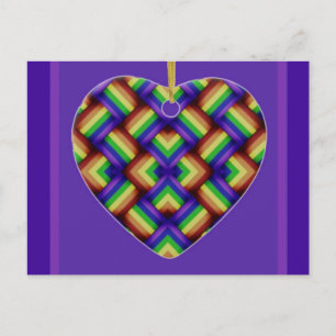 Hjärtdekoration i HBT/Gay pride på Lilac-vykort Vykort