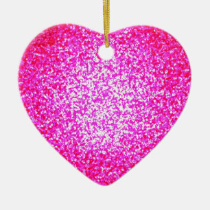 Hjärtdekoration i rosa glitter mode julgransprydnad keramik