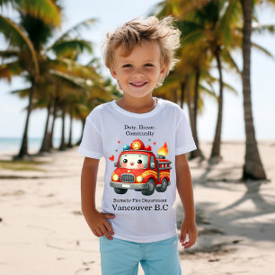 Hjärtdekorerad brandbil av tecknad t shirt