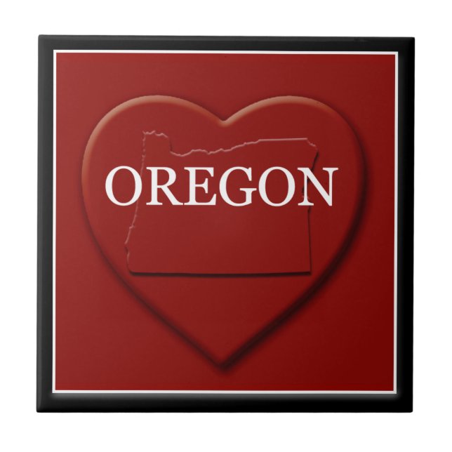 Hjärtdekorpanel för Oregon Heart Karta Kakelplatta (Framsidan)