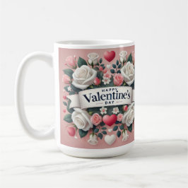 Hjärtdesign för alla hjärtans Blommigt Kaffemugg