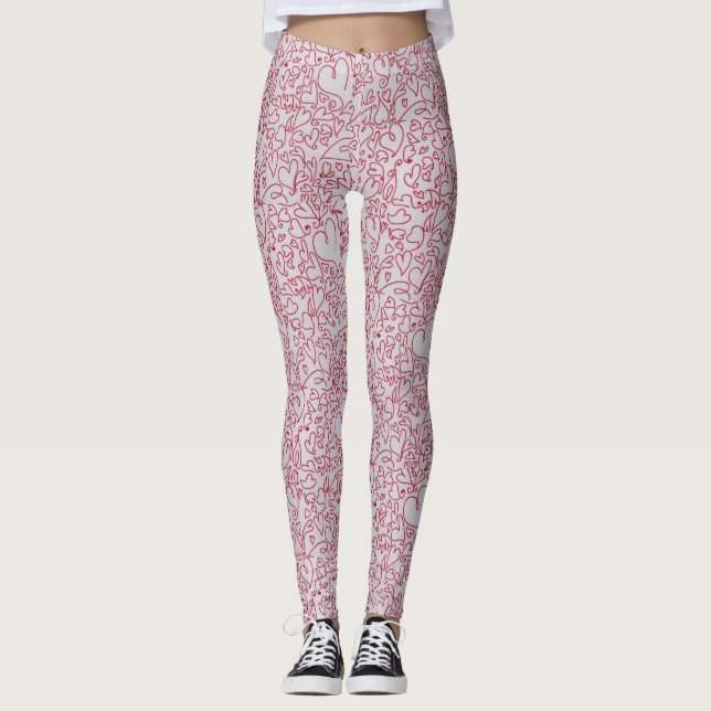 Hjärtdesign över hela hjärtat leggings (Framsida)