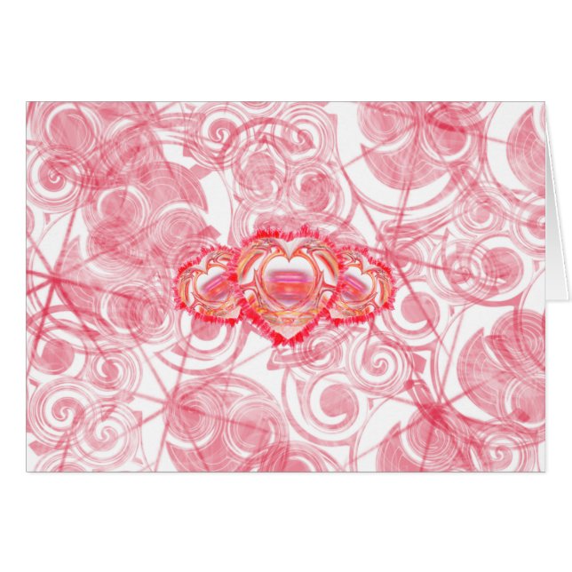 Hjärtdesigner över röd Spiral och stjärnor Hälsningskort (Framsidan Horizontal)