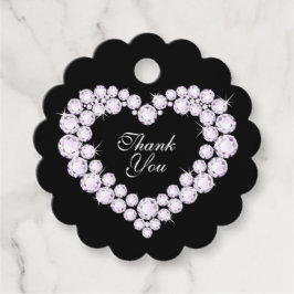 Hjärtdiamanter på svart tack bröllop gåvor etiketter