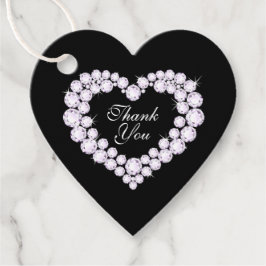 Hjärtdiamanter på svart tack för bröllopsfesten gåvor etiketter