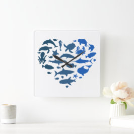 Hjärtdjur Fyrkantig Klocka