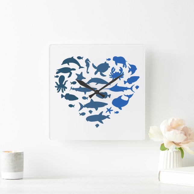 Hjärtdjur Fyrkantig Klocka (Hem)