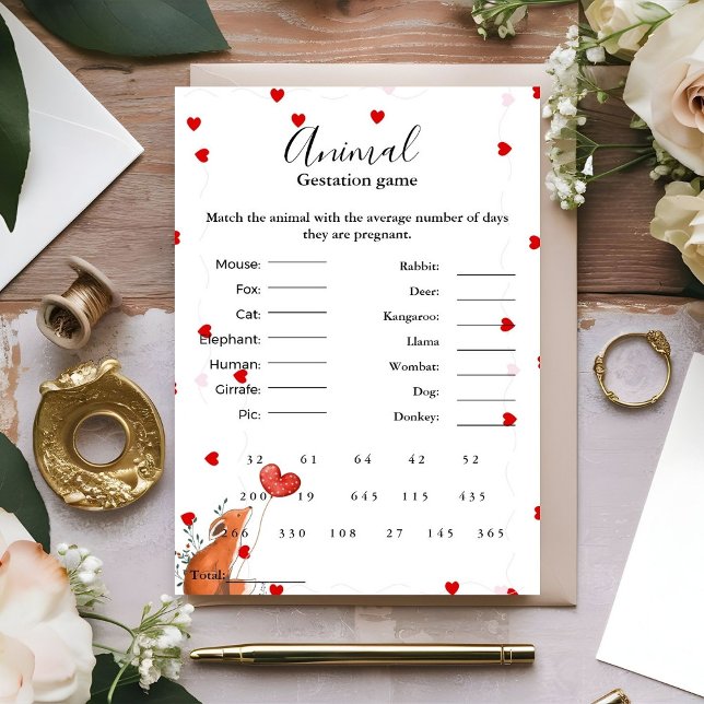 Hjärtdjurets gest (babyduschspel) inbjudningar (Skapare uppladdad)