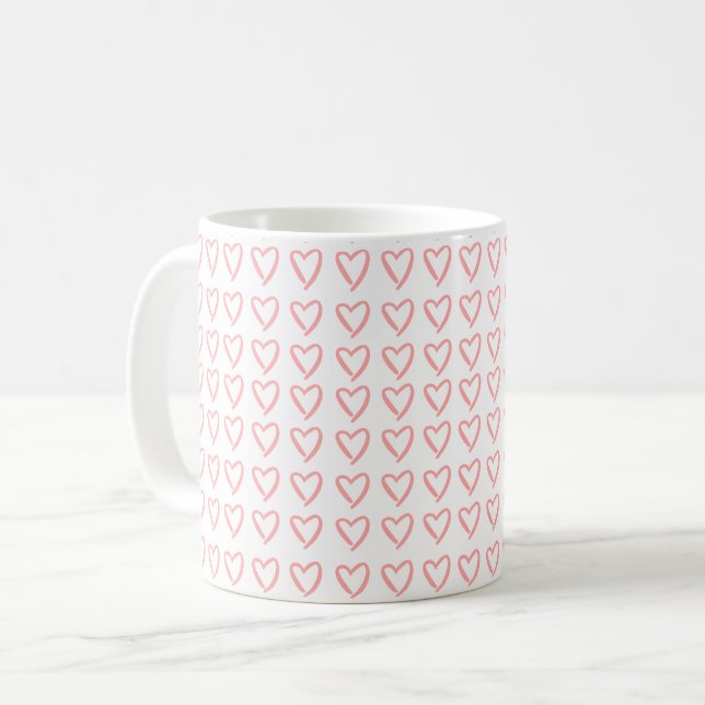 Hjärtdoddle mönster kaffemugg (Framsida vänster)