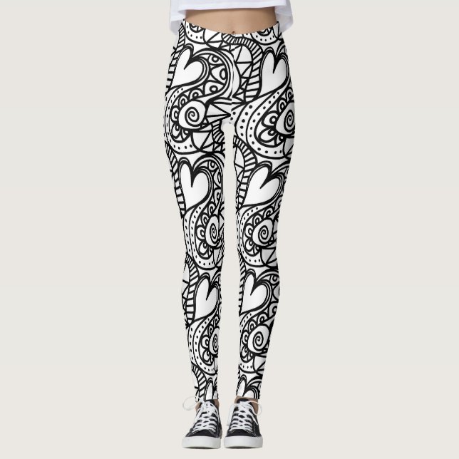 hjärtdodlelegeringar leggings (Framsida)