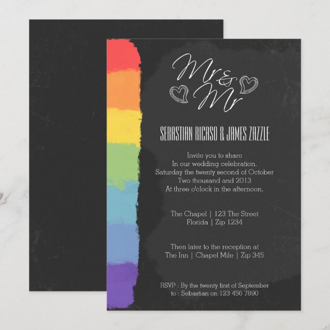 Hjärtdörr med styrbord med Pride i detalj Bröllop Inbjudningar (Fram/baksida)