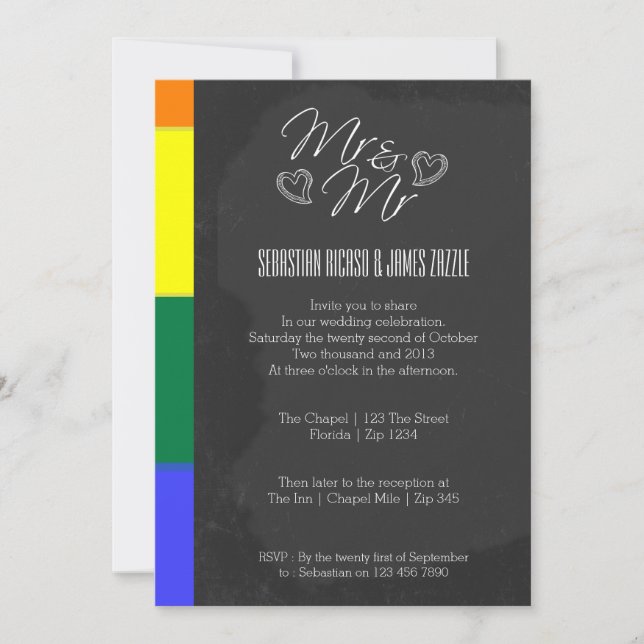 Hjärtdörr med styrbord med Pride i detalj Bröllop Inbjudningar (Framsida)