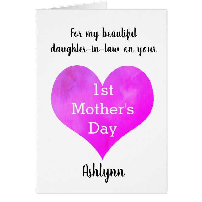 Hjärtdotter i första Mors dag Hälsningskort (Framsidan)