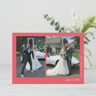 Hjärtduo Röd Alla hjärtans dags Fotokort Julkort