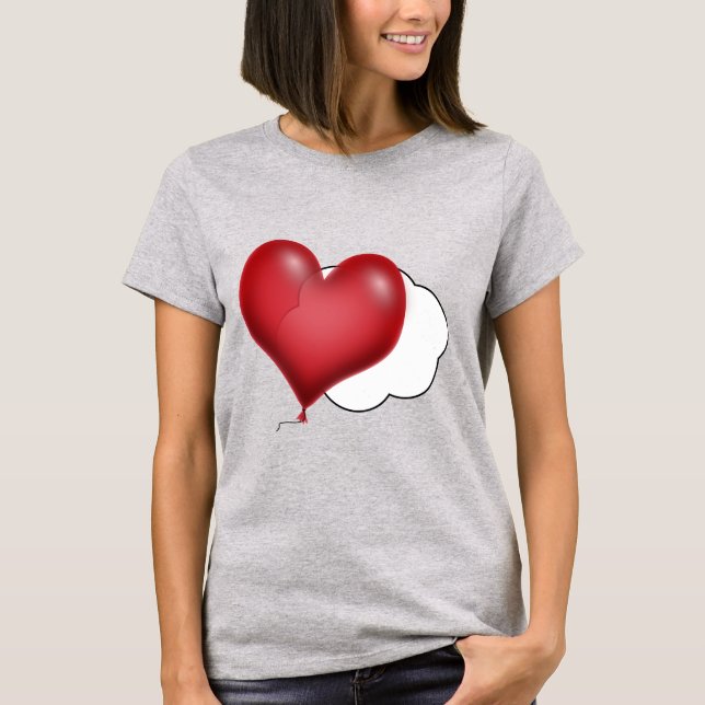 Hjärteballong med fluffig moln t shirt (Framsida)