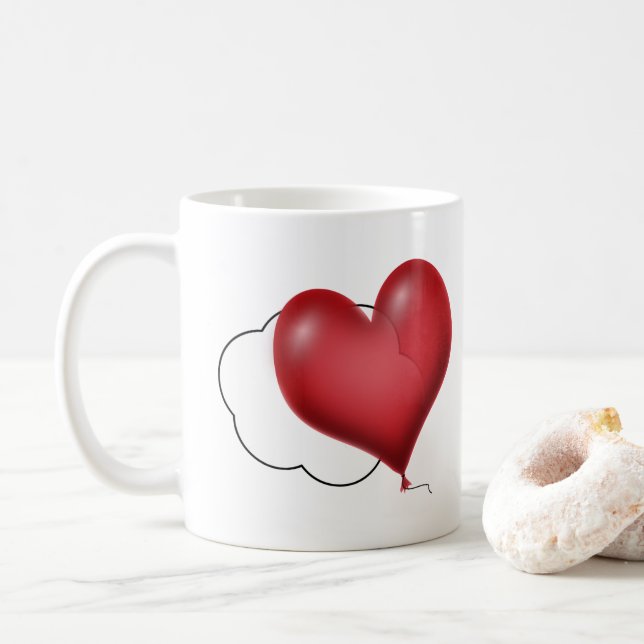 Hjärteballonger och moln Kärlek Kaffemugg (Med munk)