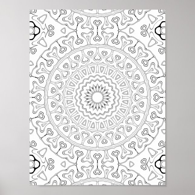 Hjärteblommönster Färgsida Design Poster (Framsidan)