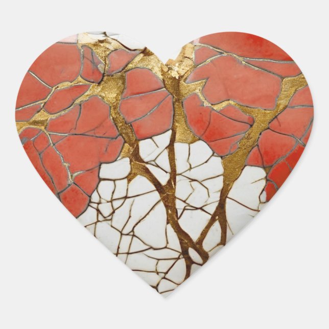 hjärtebrickor Kärlek Hjärtformat Klistermärke (Framsida)