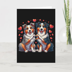 Hjärtecken Hand Australian Shepherd Alla Hjärtans Kort