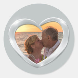 Hjärtedekal för foto- platinum runt klistermärke