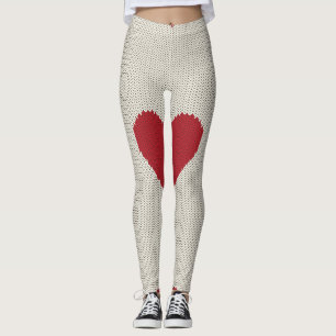 Hjärteffektbindningar i rött knäled leggings