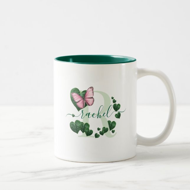 Hjärteformad blad Bouquet Tvåtons Kaffemugg (Höger)