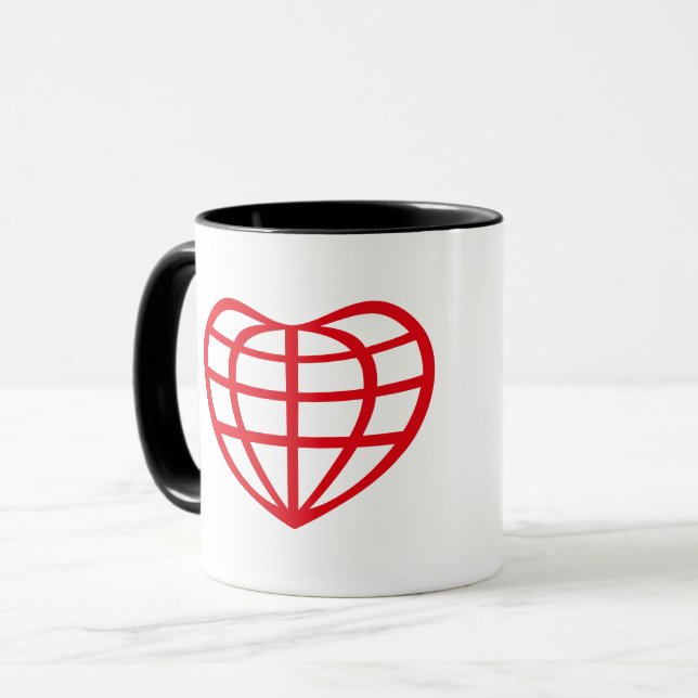 Hjärteformad jordglob kärlek mugg (Framsida vänster)